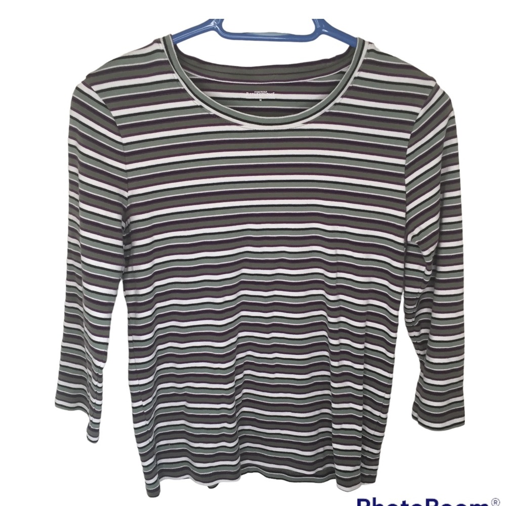 ❤️Northern reflections shirt green and purple striped long sleeve size m